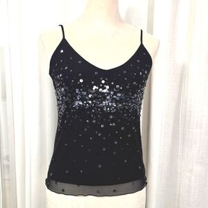 2/$30 Black Sequin Camisole Womens Size 10 EU‎ 46 Whimsigoth Regencycore
